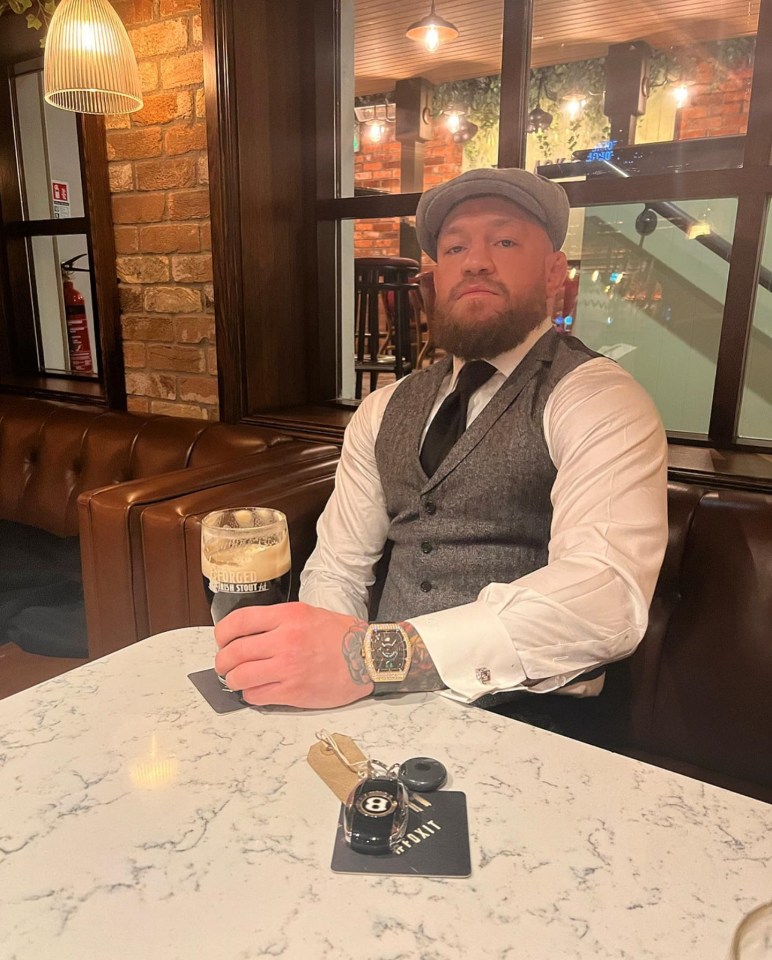 McGregor enjoying a pint in his Black Forge Inn pub