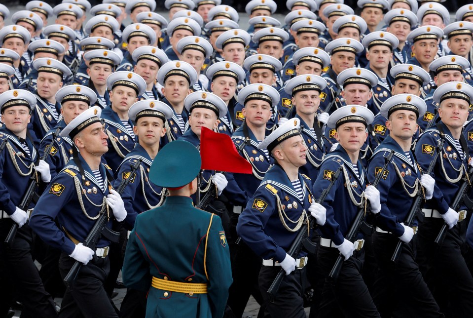 Russian troops on parade in Moscow's Red Square