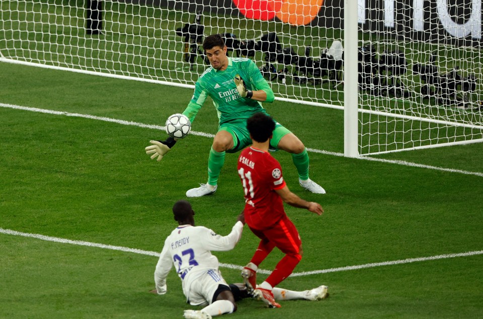 Courtois made nine saves in the Champions League final