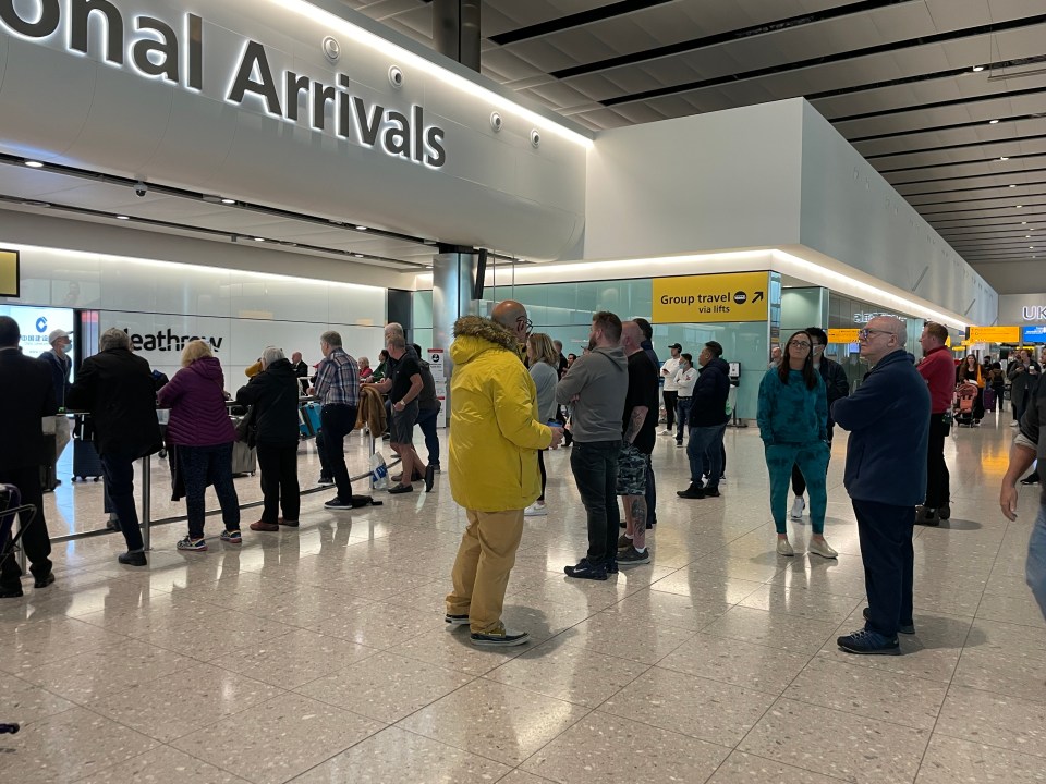 Queues at Heathrow Airport this morning