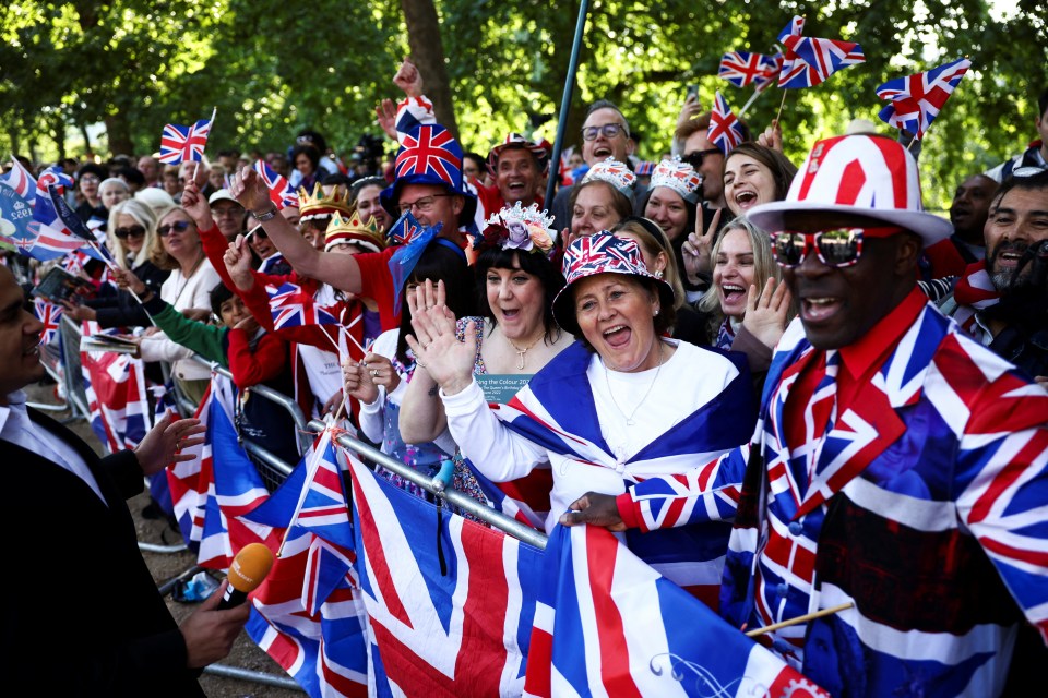 People gather along The Mall for the Queen’s Platinum Jubilee celebrations in London