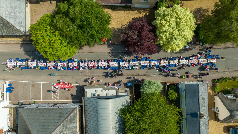 Hundreds of residents in the picturesque village of Little Shelford, Cambridgeshire, joined in the fun