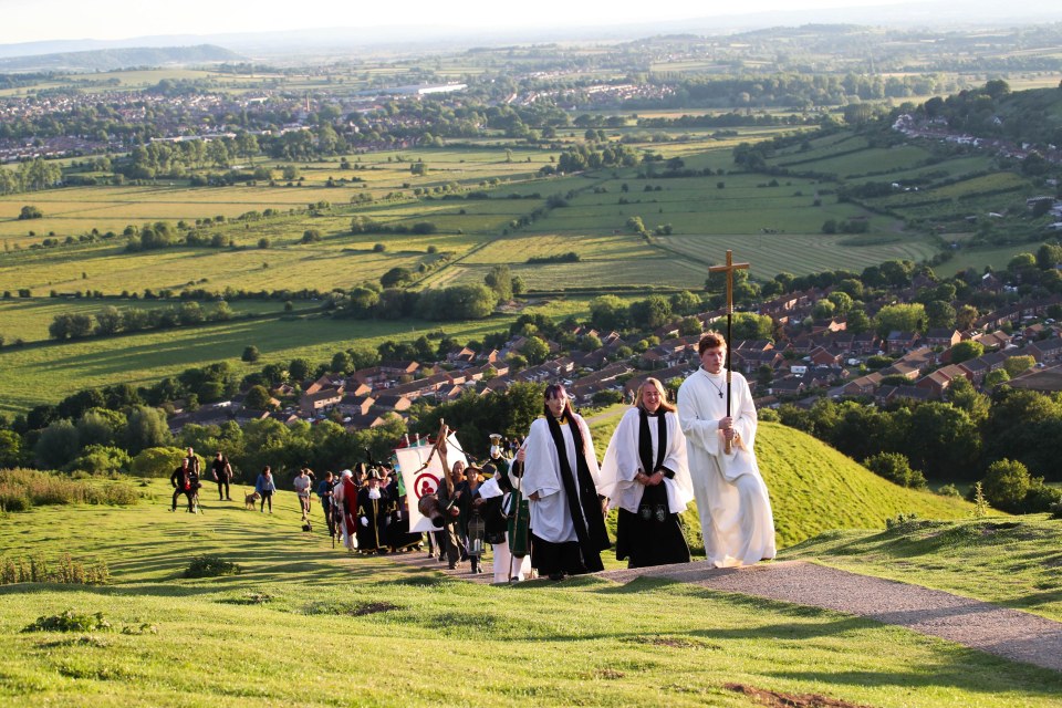 One of the beacons was lit on Glastonbury Tor