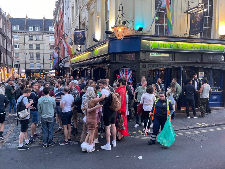 Pubs were heaving in Soho, London