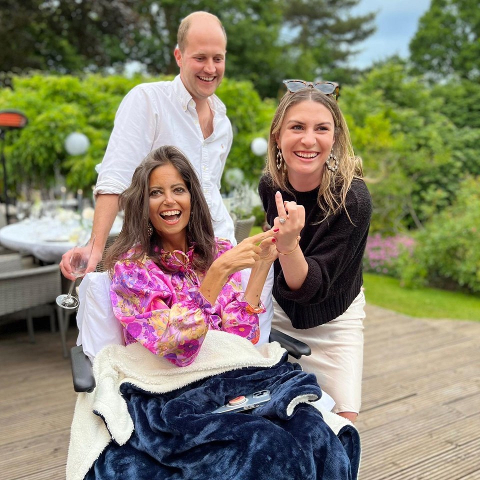 Deborah James with her brother Ben and his fiancé Ashley after the proposal