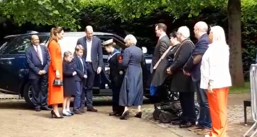 Charlotte appeared to attempt a curtsey in front of a millitary cadet at Cardiff Castle today