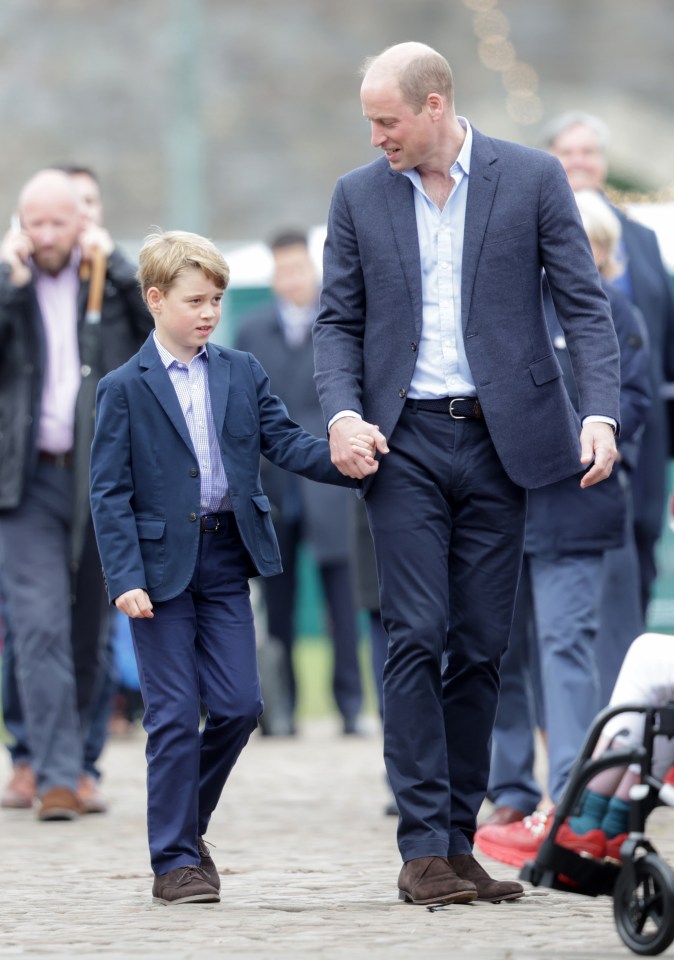 Meanwhile Prince George was seen walking hand in hand with dad William