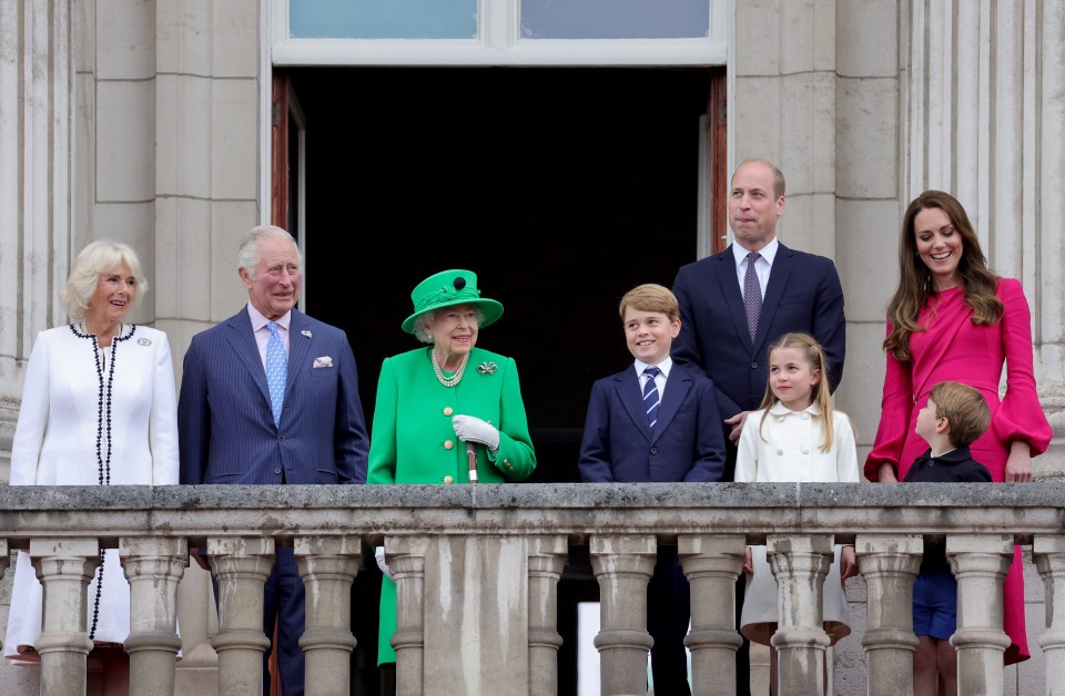 The Queen and Prince George shared a sweet moment on the balcony of Buckingham Palace this evening