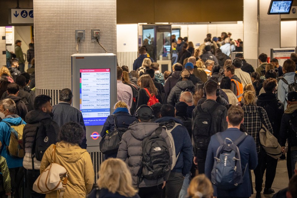 Queues build at London's Liverpool Street Station as Monday's Tube strike hits