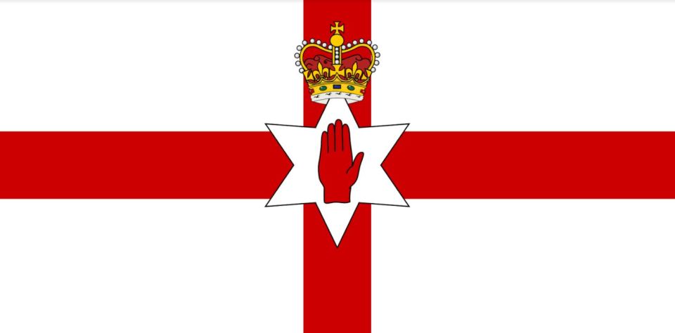 The Ulster Banner is often used to represent Northern Ireland