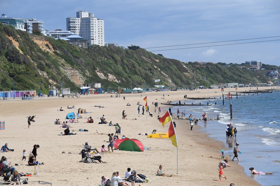 Beaches, like the one at Bournemouth, could be packed out due to soaring temperatures