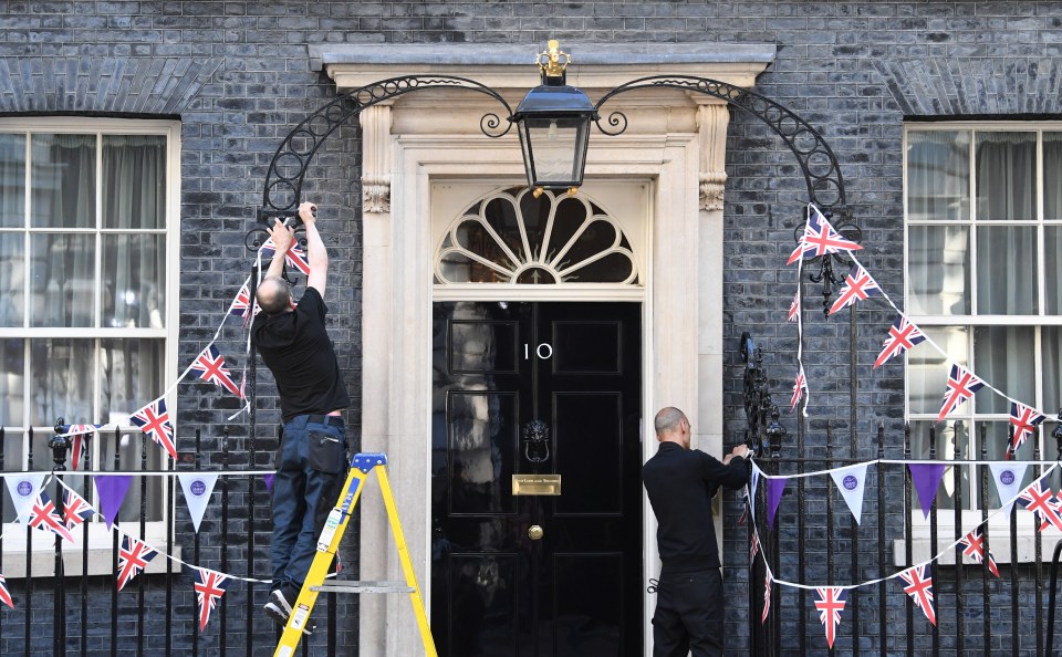 The jubilee bunting is removed from No10 this morning