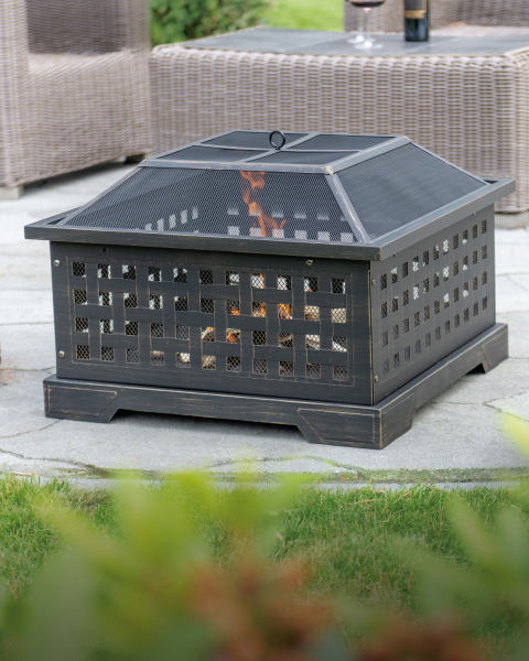 The Gardenline Square Fire Pit will keep you warm when temperatures drop during the evening