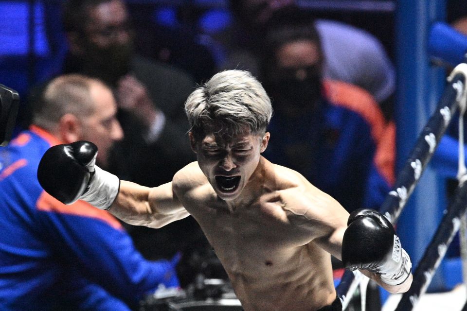 Japanâs Naoya Inoue reacts after winning against Philippinesâ Nonito Donaire during their Bantamweight unification boxing match at Saitama Super Arena in Saitama on June 7, 2022. (Photo by Philip FONG / AFP) (Photo by PHILIP FONG/AFP via Getty Images)