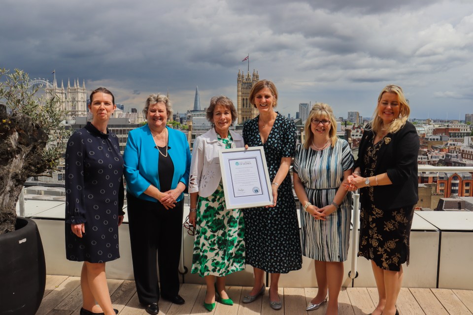 Pictured left to right: Angela MacDonald, Heather Wheeler, Professor Dame Lesley Regan, Janet Lindsay, Maria Caulfield and Mims Davies