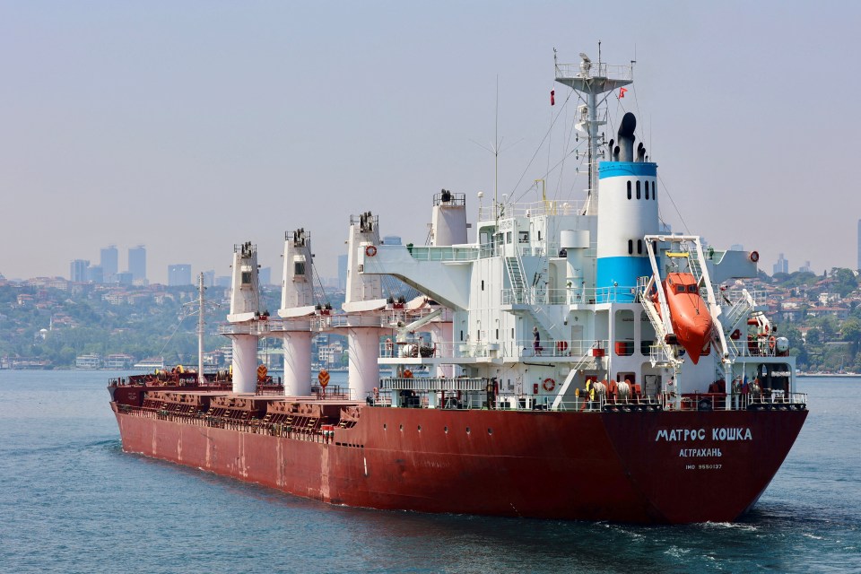 A cargo ship heads towards the Mediterranean Sea