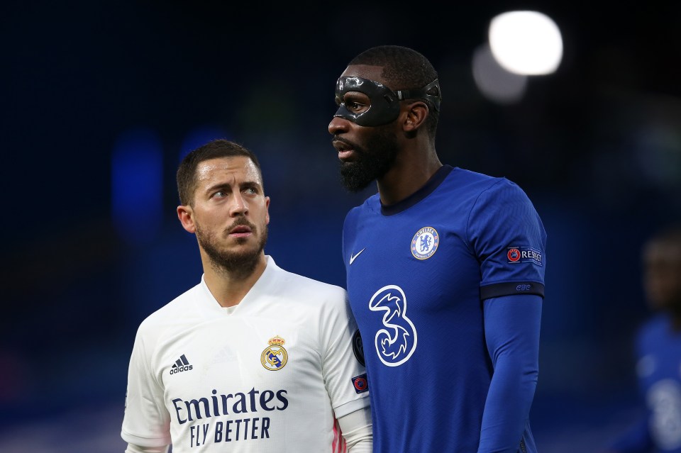 Rudiger (R) will link up with Chelsea legend Hazard (L) at Real Madrid