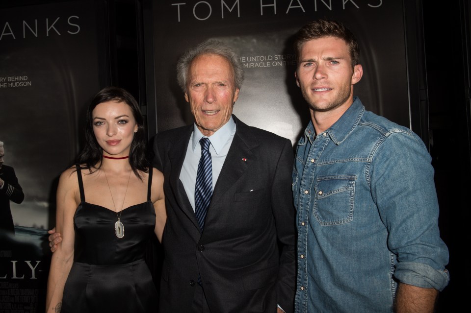 Scott Eastwood (R) with half-sister Francesca (L) and their dad Clint (C)