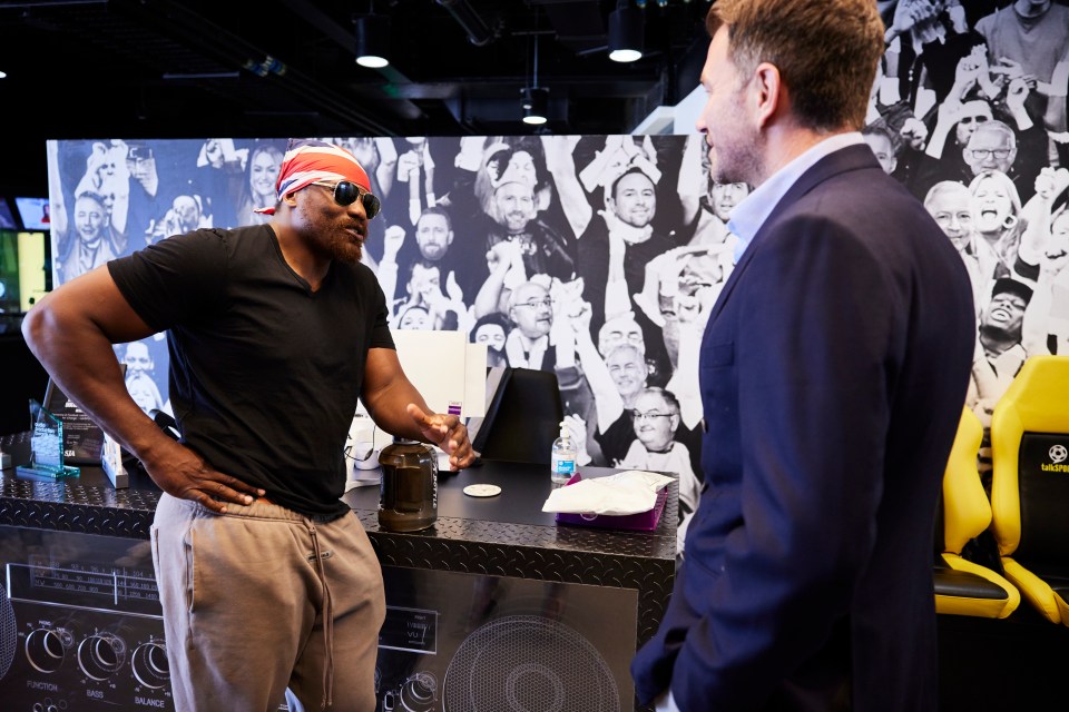 Derek Chisora pictured at talkSPORT with Eddie Hearn