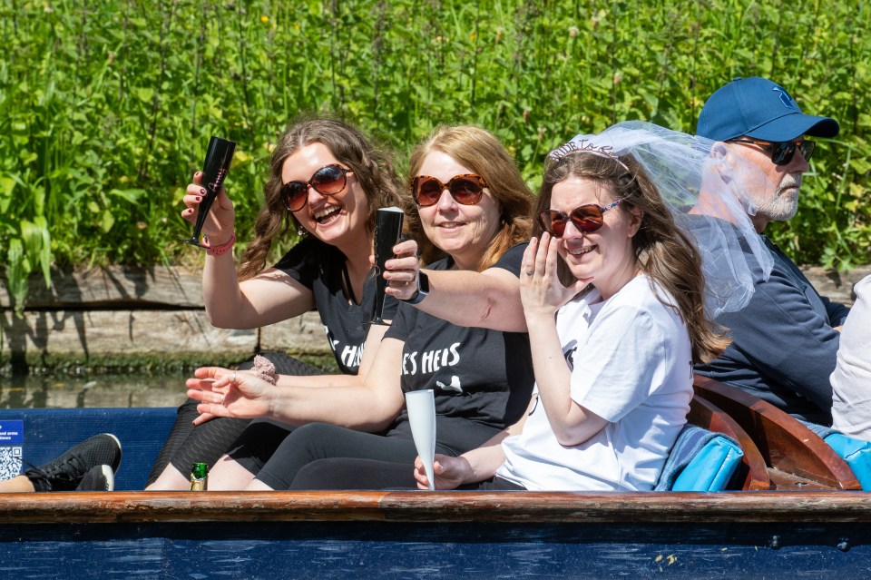 Many Brits will love the sunshine though - including this bride-to-be who enjoyed her hen in Cambridge