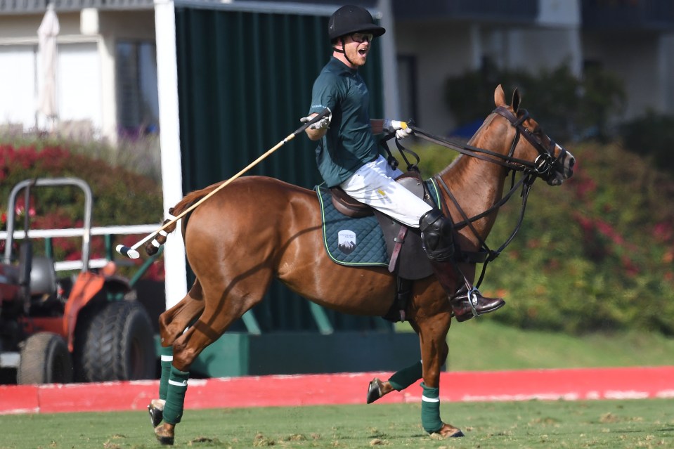 Harry looked at home astride his horse in the Californian sun