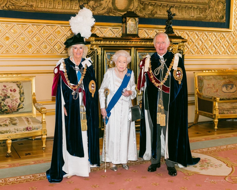 Charles with the Queen and Camilla at the Order of the Garter ceremony