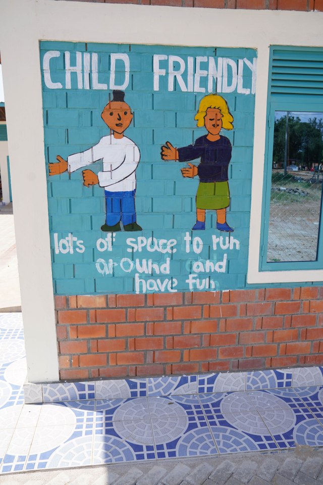 Murals welcoming children at the kid's group