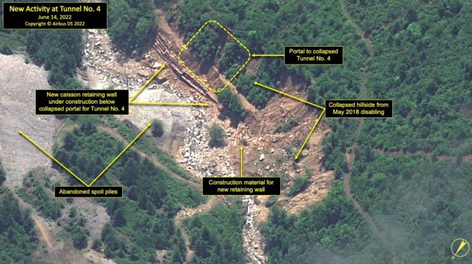 Construction work seen at the Punggye-ri testing site in North Korea on June 13