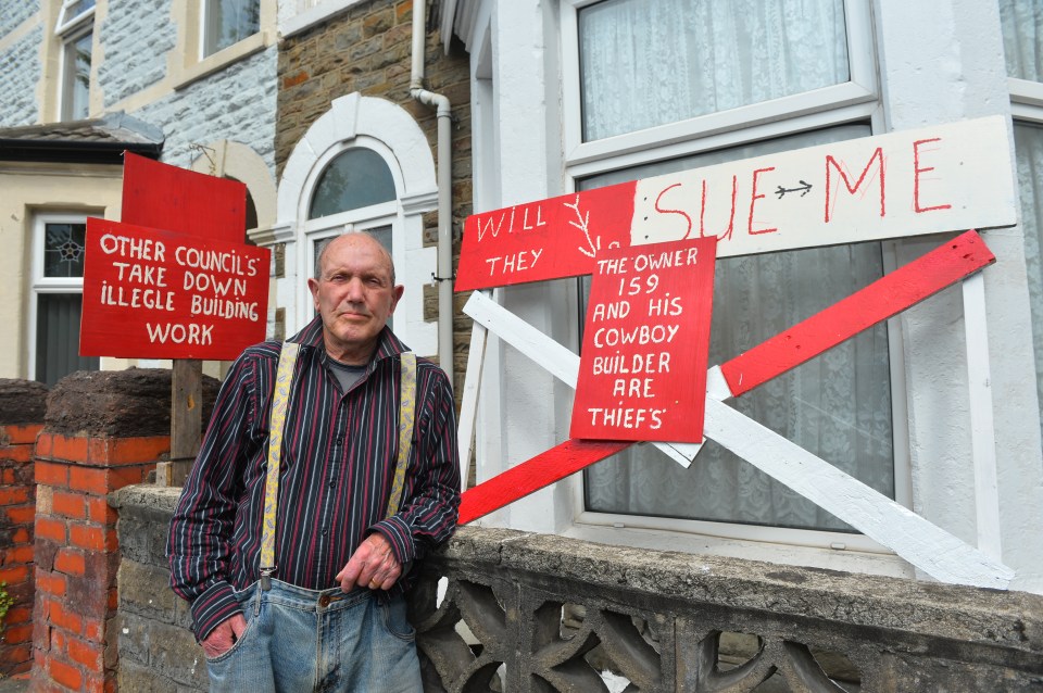 Pensioner Ewen Taylor accused his next door neighbour's of illegal building work