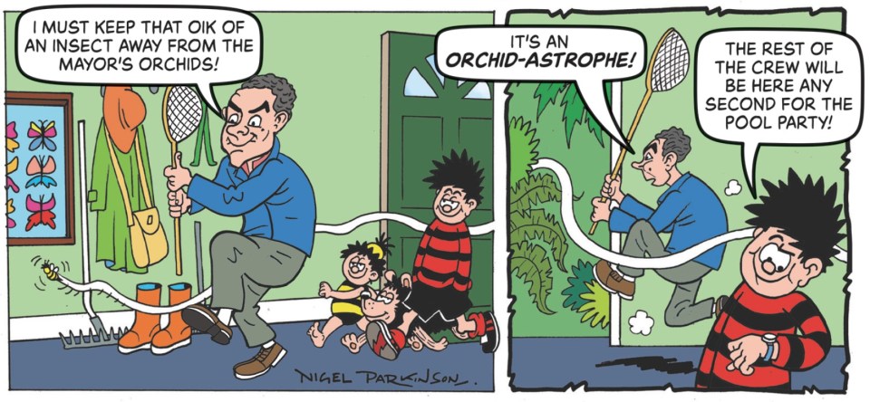 Rowan has been immortalised in the Beano comic strip