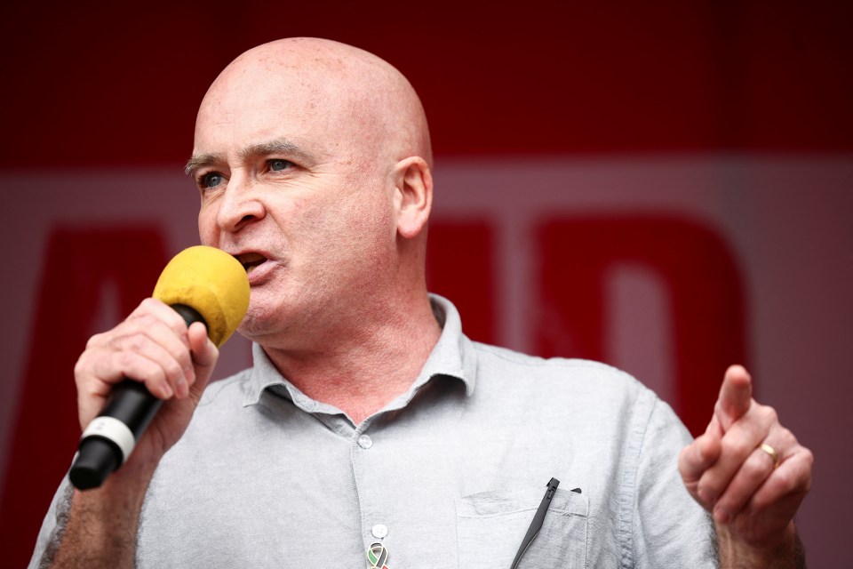 Transport Secretary Grant Shapps said militant union chiefs like the RMT’s Mick Lynch, pictured, are trying to ‘create some sort of class war’