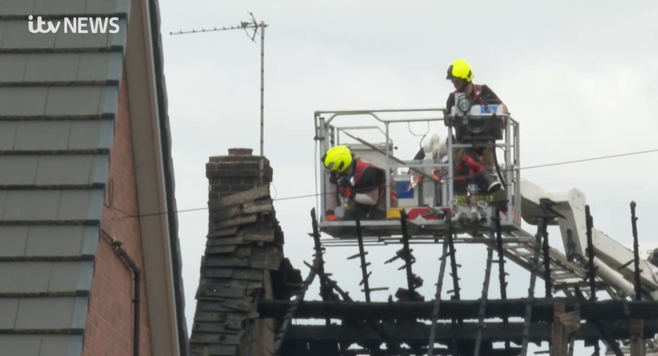 Fire crews have been working to make sure the roof is safe