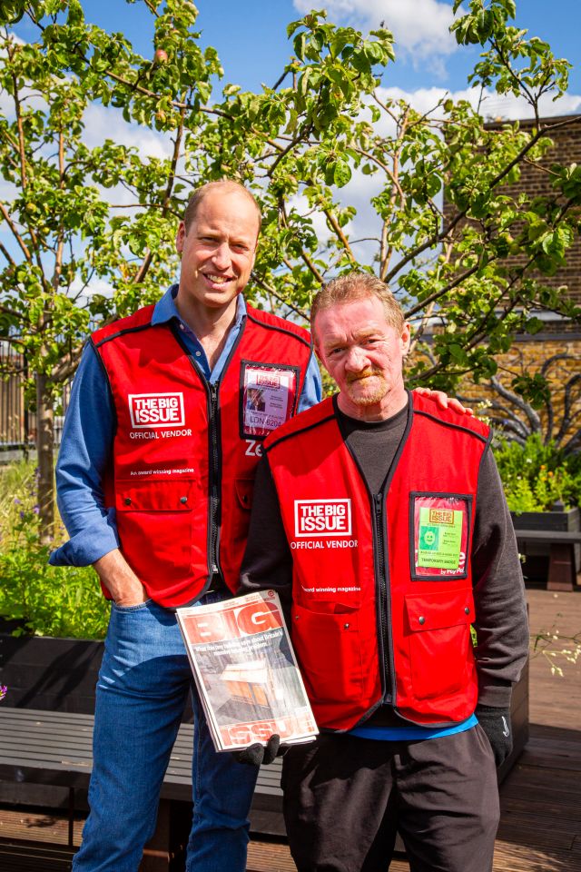 Prince William with Big Issue vendor Dave Martin, 60, last year