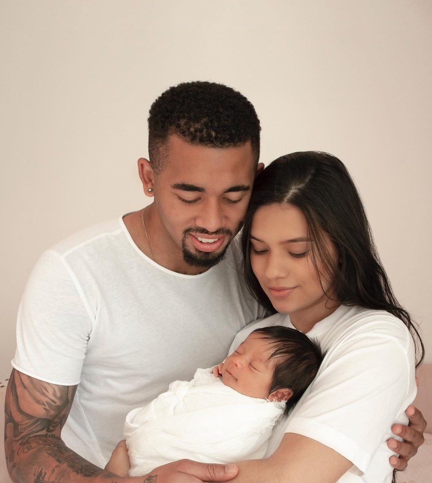 Jesus and girlfriend Raiane Lima show off new born baby daughter Helena