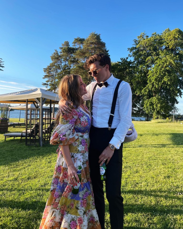 Victor Lindelof and wife Maja stare lovingly at each other