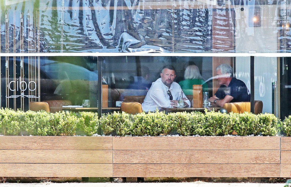 Richard Arnold and David Gill enjoy a spot of Italian lunch