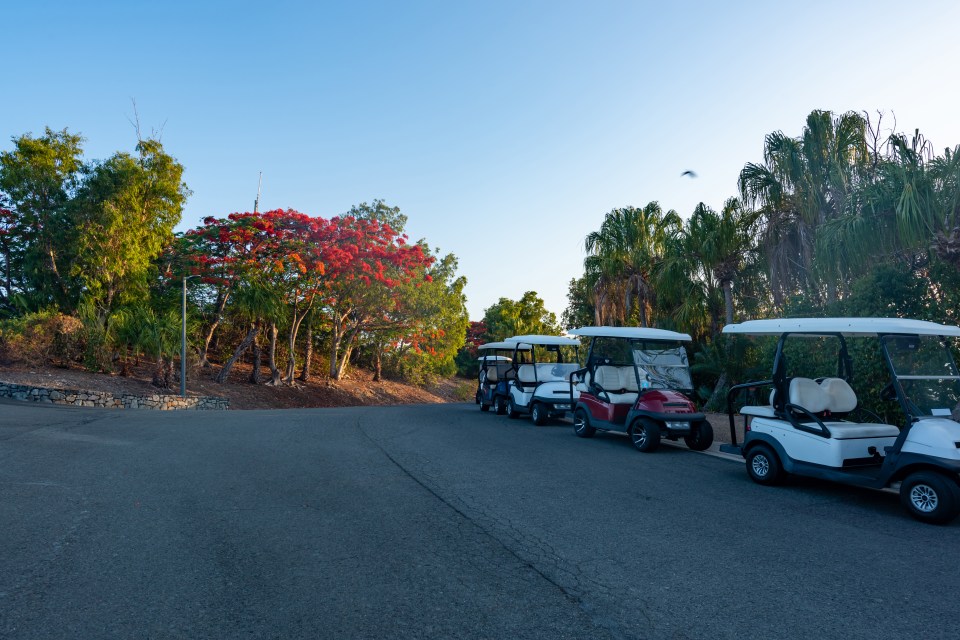 Golf buggies are the main means of transport on Hamilton Island