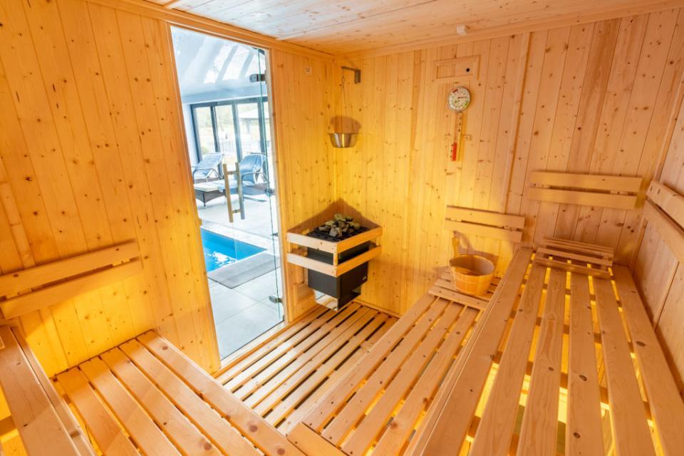 The sauna can host up to six people