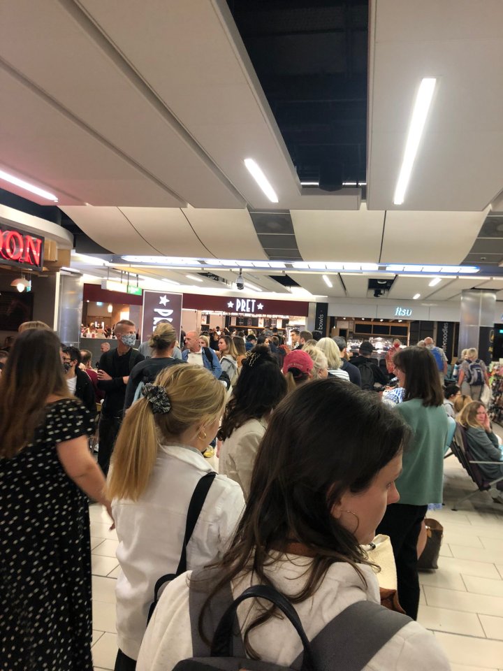 In Gatwick Airport in London, Brits battled through long lines