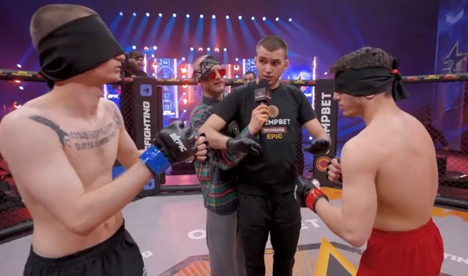 The Russian MMA fighters fought with blindfolds on