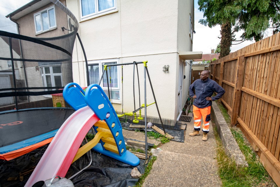 Now the play things clutter Paul's small paved front garden which is too small for all Malichi's equipment