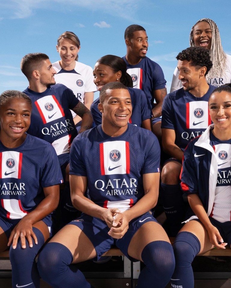 Stars from both the PSG men and women's team modelled the new home strip