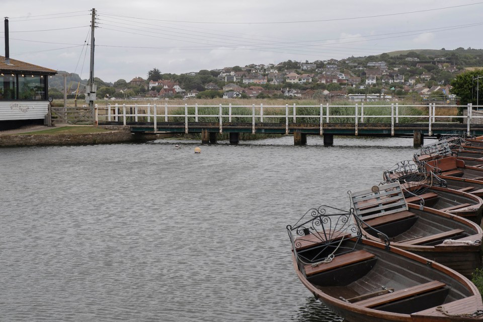 But Lou began to sink into the thick sludge on the river bed and her fiancé Richard Harvey had to pull her out