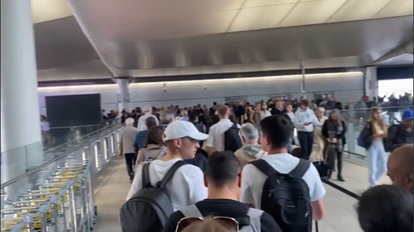 Passengers were queueing out the door at Heathrow airport