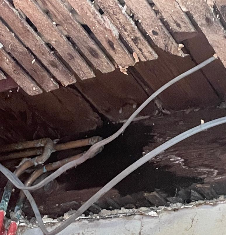 The leaking immersion heater caused the ceiling above her daughter’s room to collapse