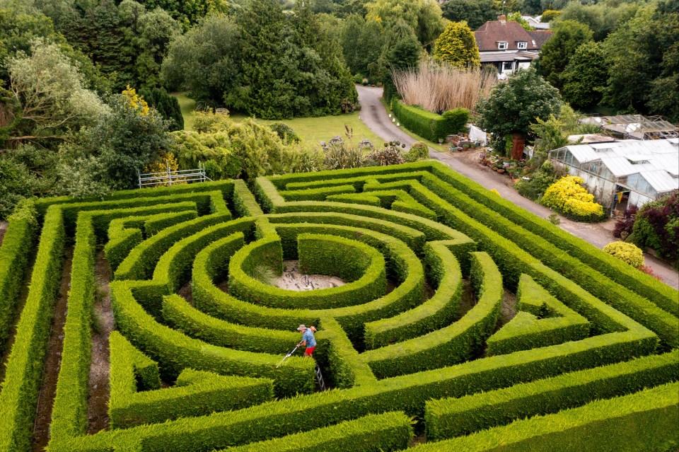 Richard tends to the 7ft high maze which takes days to trim