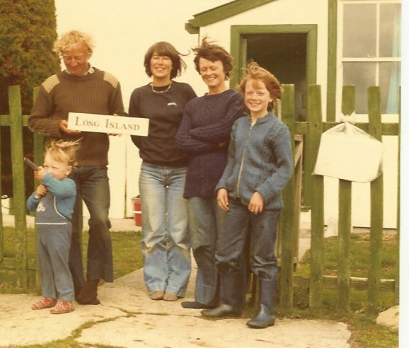 Lisa Watson with her family at Long Island Farm, where they harboured a spy and soldiers