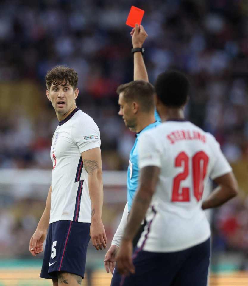 England's John Stones was amazed to see red for a soft second booking