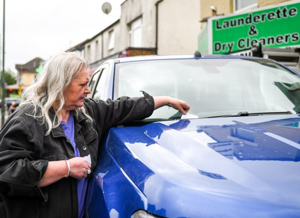 Mary insists the cars force pedestrians, wheelchair users and parents with pushchairs to walk into the ‘dangerous’ main road to get past