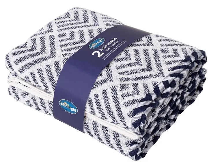 Save £25 on  a set of two Silent Night geo-patterned bath towels at Home Bargains